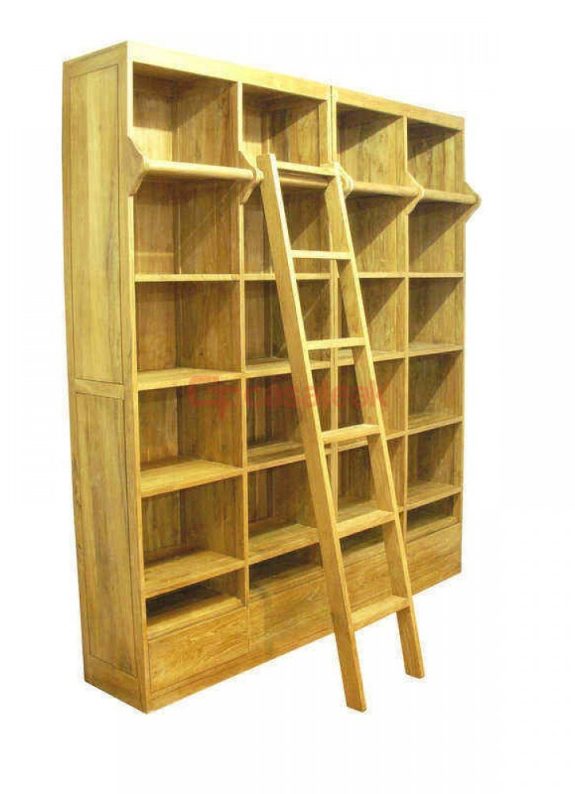 Ladder Book Case , teak wood book shelf