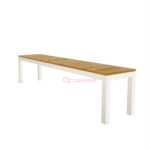 Stainless Steel and Teak Backless Outdoor Bench OB-10
