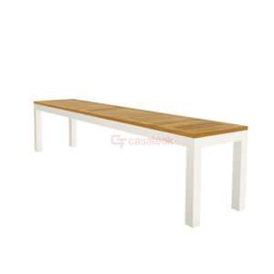 Stainless Steel and Teak Backless Outdoor Bench OB-10