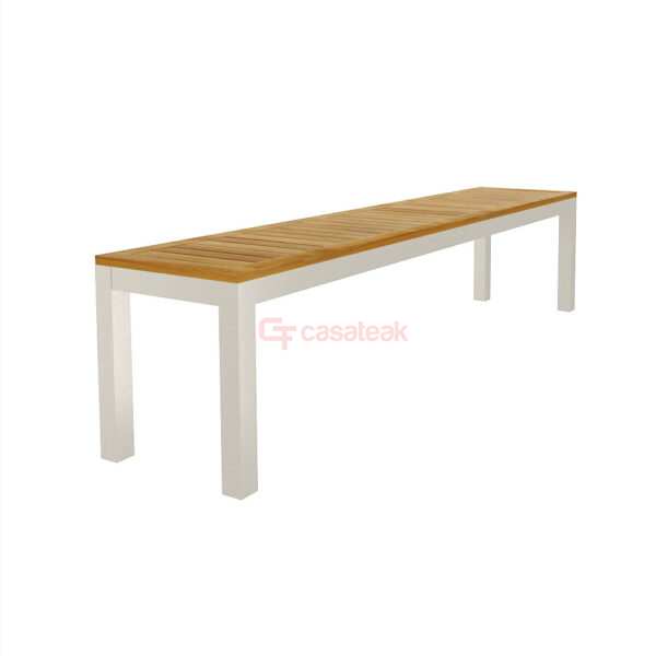 Stainless Steel and Teak Backless Outdoor Bench OB-10 - Image 3