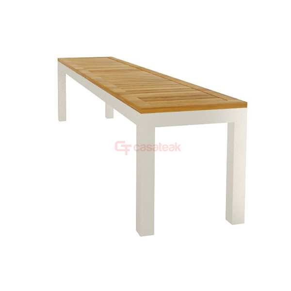 Stainless Steel and Teak Backless Outdoor Bench OB-10 - Image 2