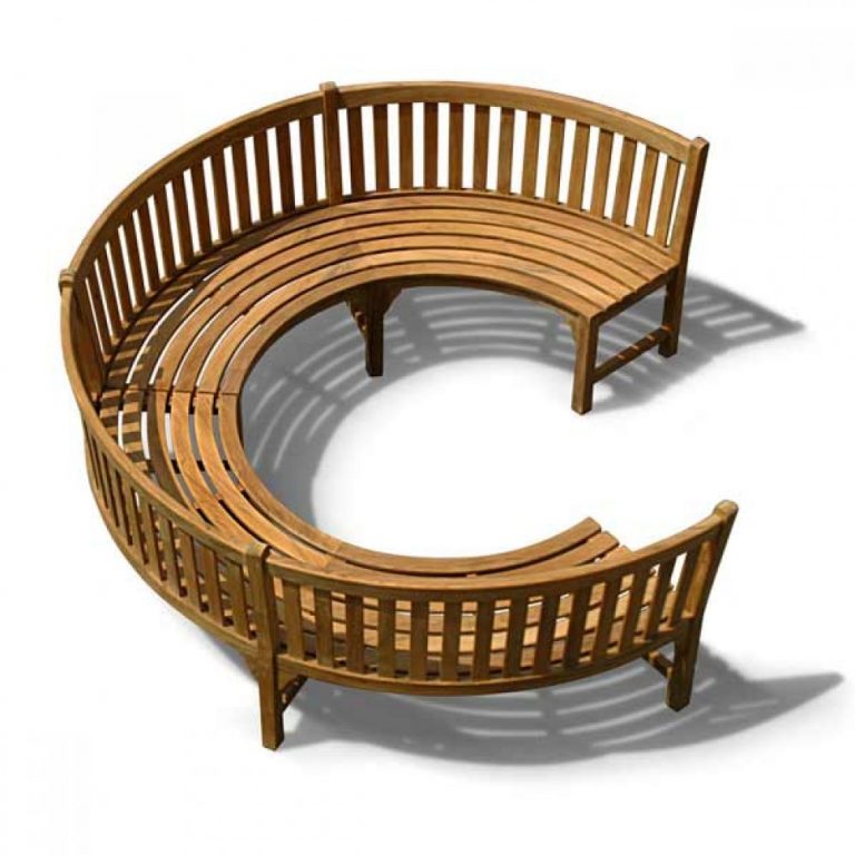 Circular garden teak wood bench