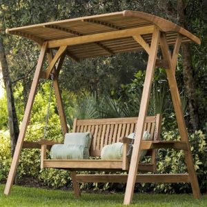 wooden swing, outdoor teak swing, outdoor furniture