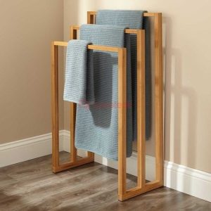 Teak wood towel rack