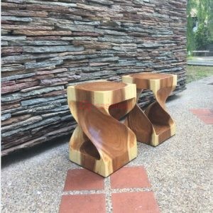 Suar wood twist stool