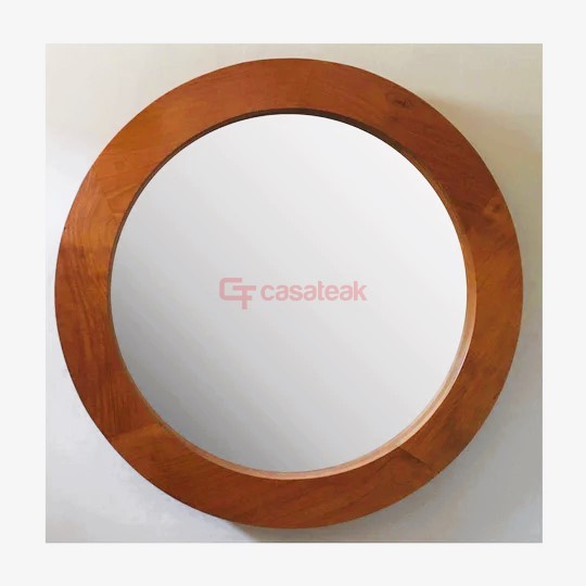 Teak Round Mirror