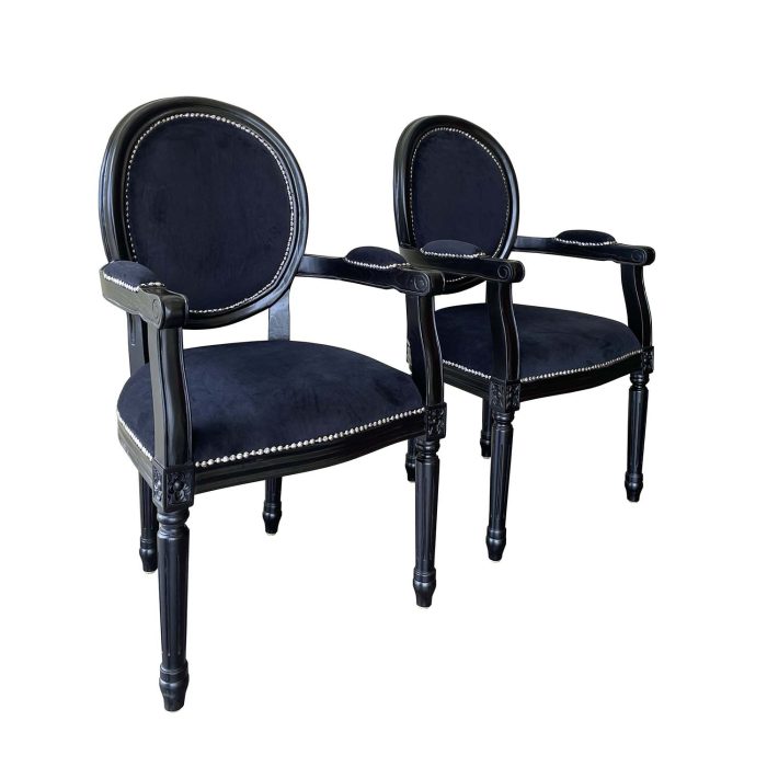 Black fabric teak chair