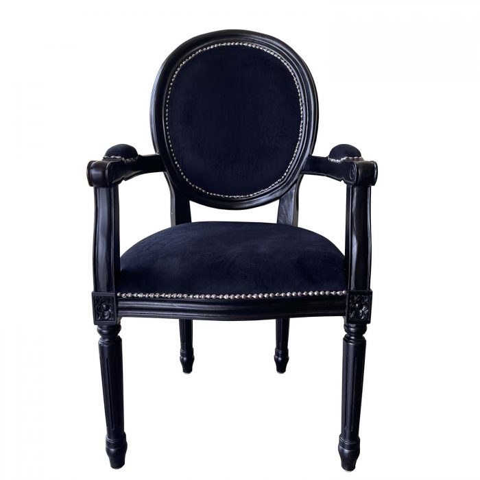Black fabric teak chair