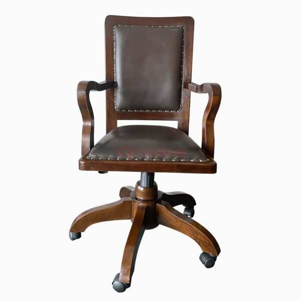 Teak leather office chair