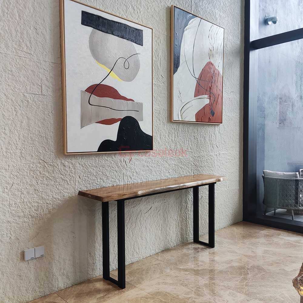 Lalaport Teak Console Table Metal Legs CT-1013 - Image 3