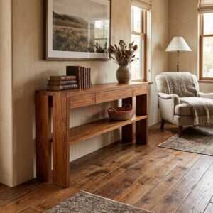 Teak Console Table Rustic
