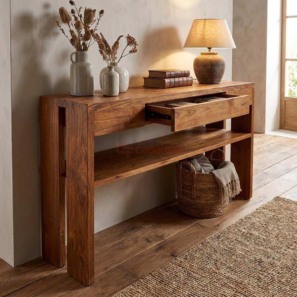 Teak Console Table Rustic