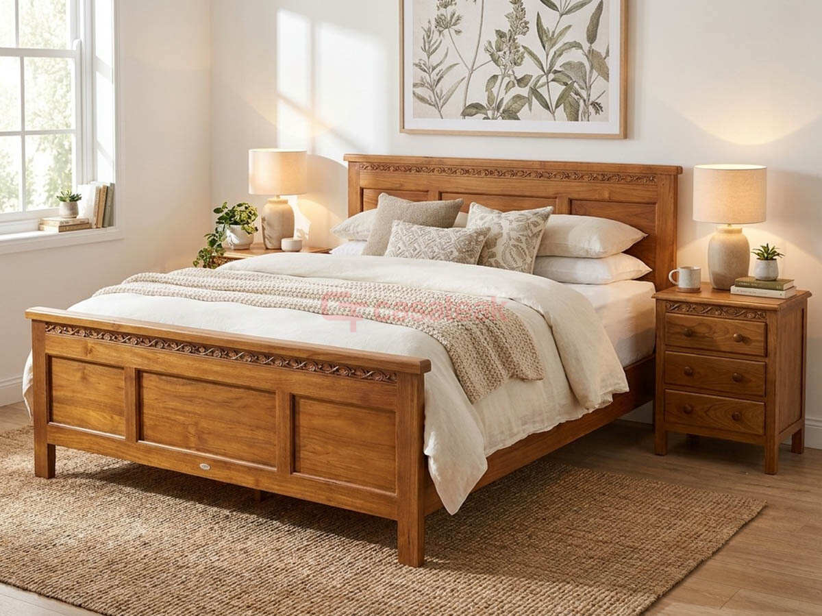 Robert Teak Wood Bed Frame