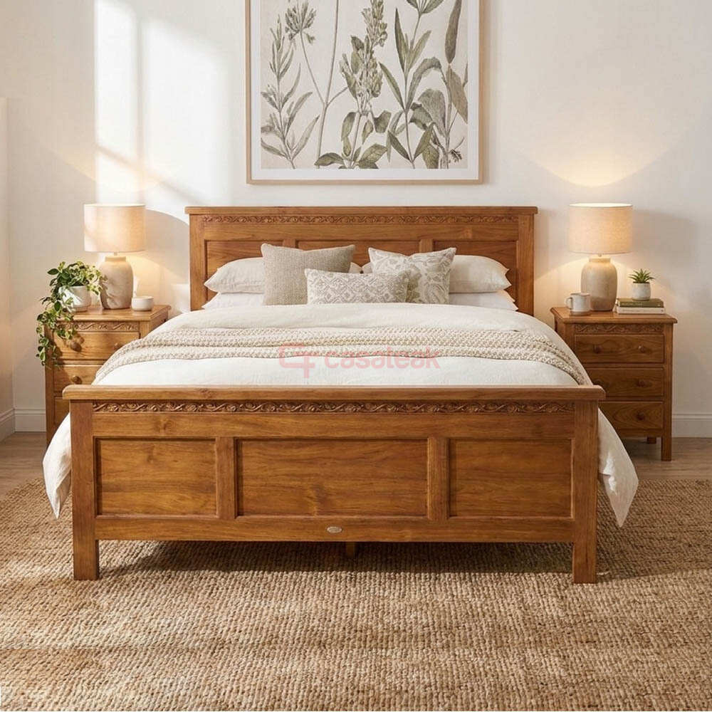 Robert Teak Wood Bed Frame