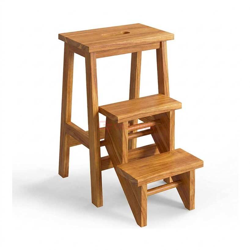3 Tier Folding Wooden Step Stool