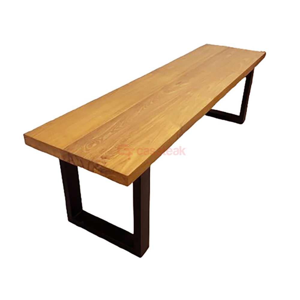 Wooden Dining Bench Metal Legs - Image 2