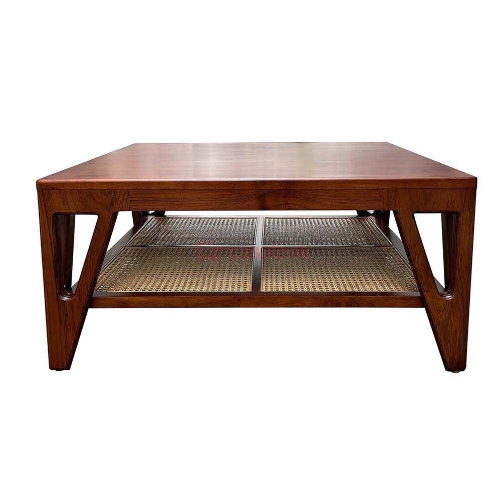 Teak Rattan Coffee Table Squ